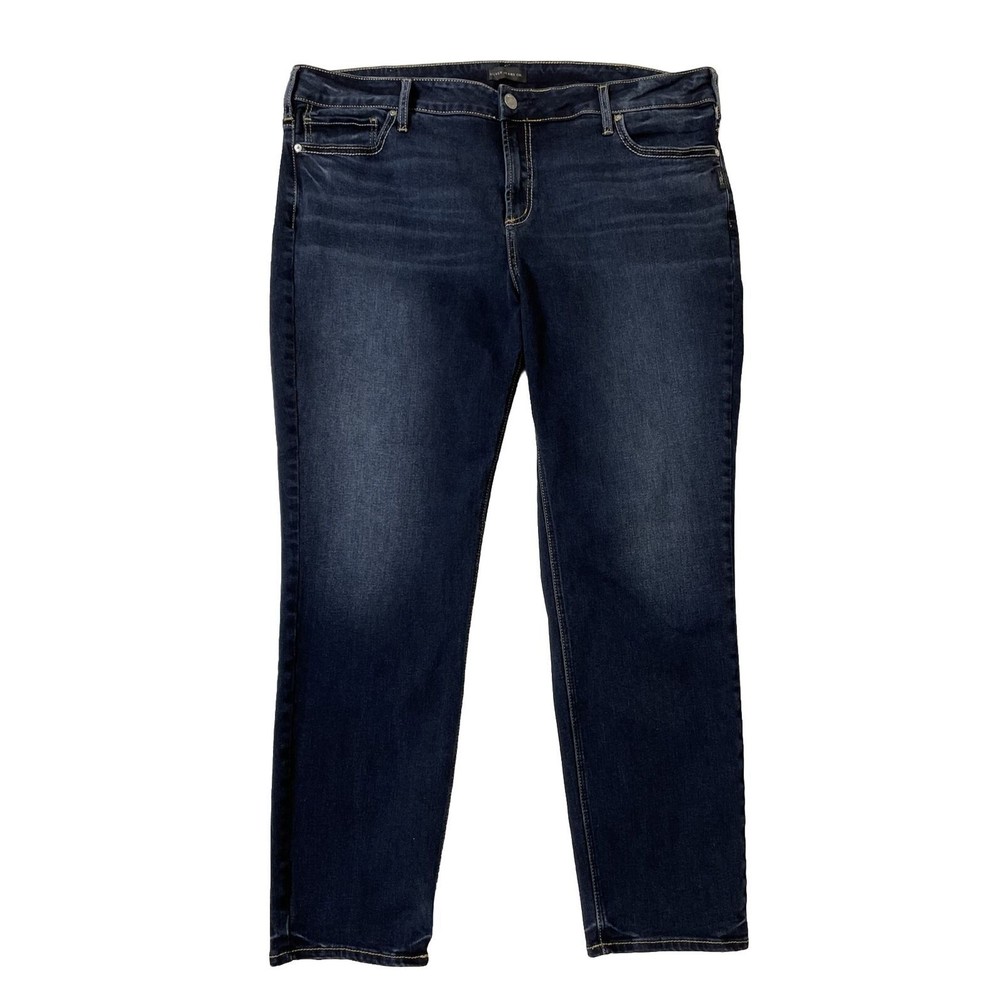 Silver Jean Co Elyse Straight Leg Jeans Women’s Plus Size 20 Dark Wash Stretch